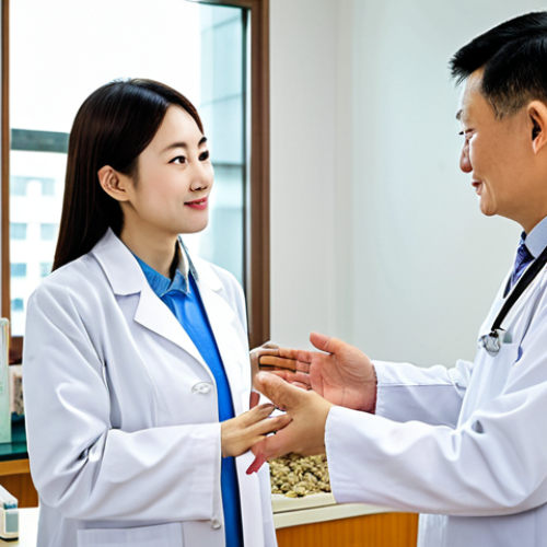 Home 11 A professional female doctor in a modest, pristine white lab coat and a male Traditional Chinese Medicine practitioner in a professional, traditional attire, both fully clothed, are standing respectfully next to each other in a clean, brightly lit modern medical clinic in Macau. In the background, there's a subtle blend of contemporary medical equipment and a discreet display of traditional Chinese herbs, symbolizing integrated healthcare. The atmosphere is calm and professional, conveying a sense of collaboration and trusted care. perfect anatomy, correct proportions, natural pose, well-formed hands, proper finger count, natural body proportions, professional dress, safe for work, appropriate content, fully clothed, professional photography, high quality image.