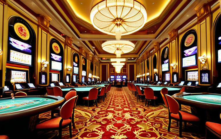 **

"A professional establishing shot of a luxurious Macau casino interior, showcasing elegant architecture, ornate details, and patrons in modest, professional attire. Focus on the opulence and excitement, with soft, diffused lighting. Safe for work, appropriate content, fully clothed, professional setting, perfect anatomy, correct proportions, family-friendly atmosphere, high quality."

**